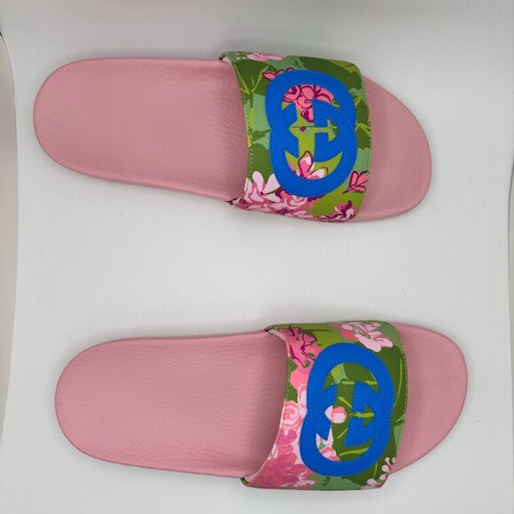 Gucci x Ken Scott Rubber Infinity Zia Floral Slide Sandals Multicolor 42 NIB - Picture 5 of 16